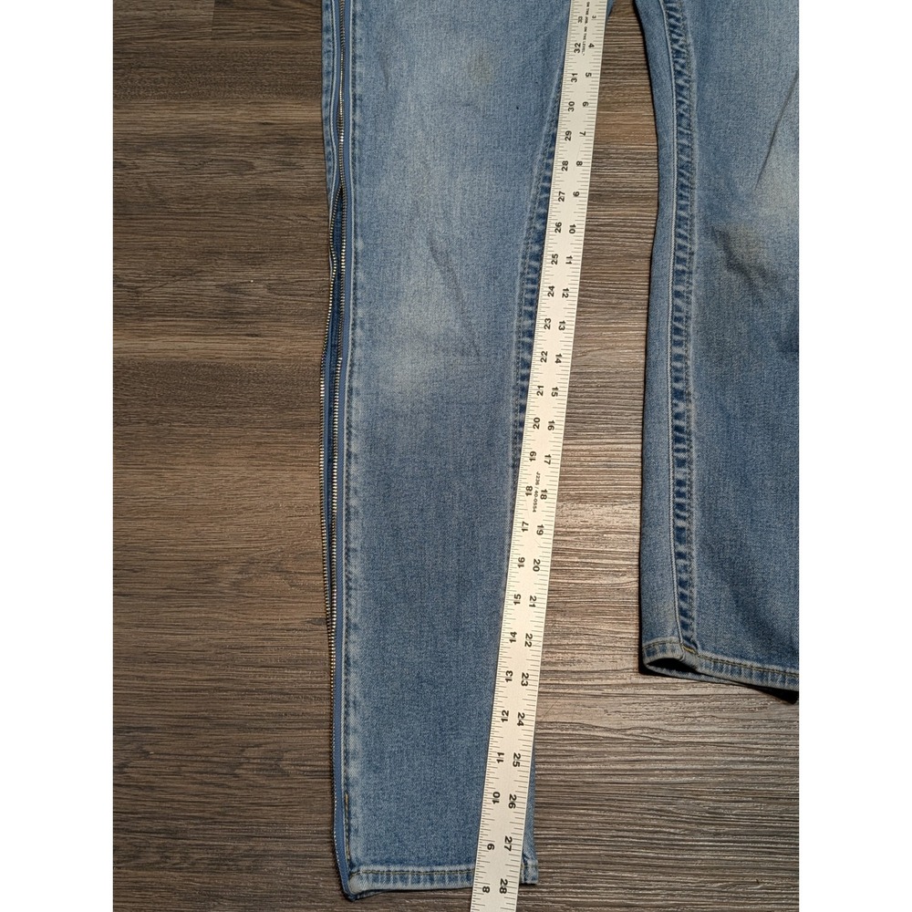 True Religion Super Skinny Side Zip Jeans Light Wash Blue Low Rise Womens 29 - Picture 4 of 9